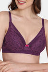 Zivame Primrose Padded Wired 3/4th Coverage Lace Bra - Dark Purple — thumbnail 4